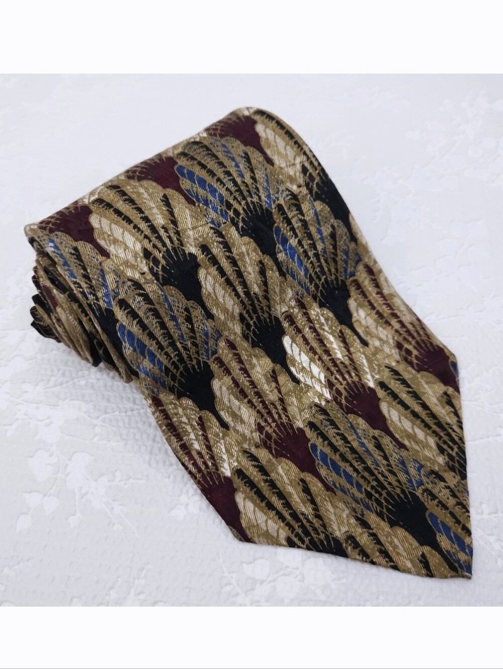 NORDSTOM XMI Silk Tie Geometric Fan Hand Made 57" x 4" USA
